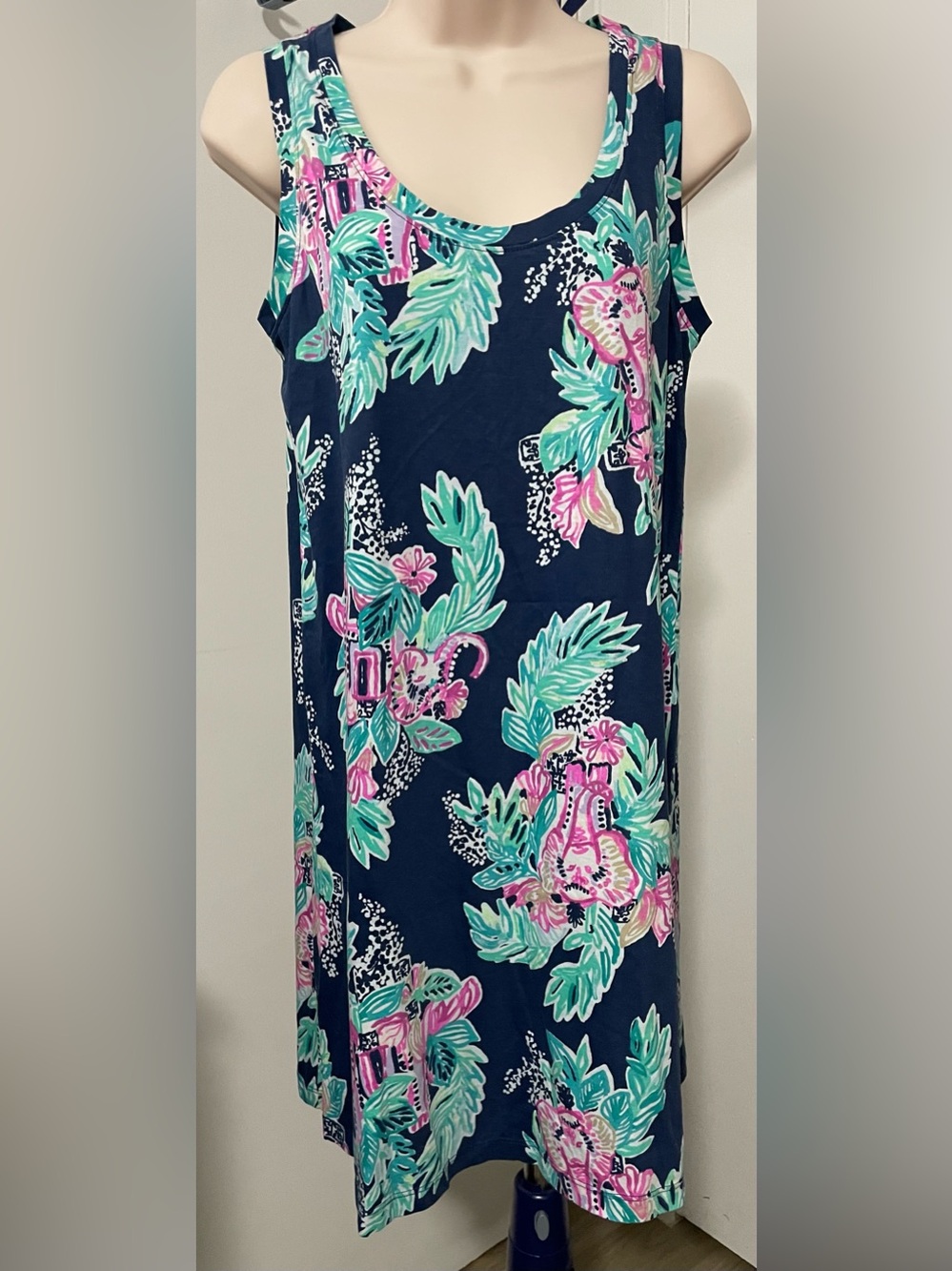 Lilly Pulitzer Raylee Tropical Floral Tank Dress with Pink elephants Sz.S